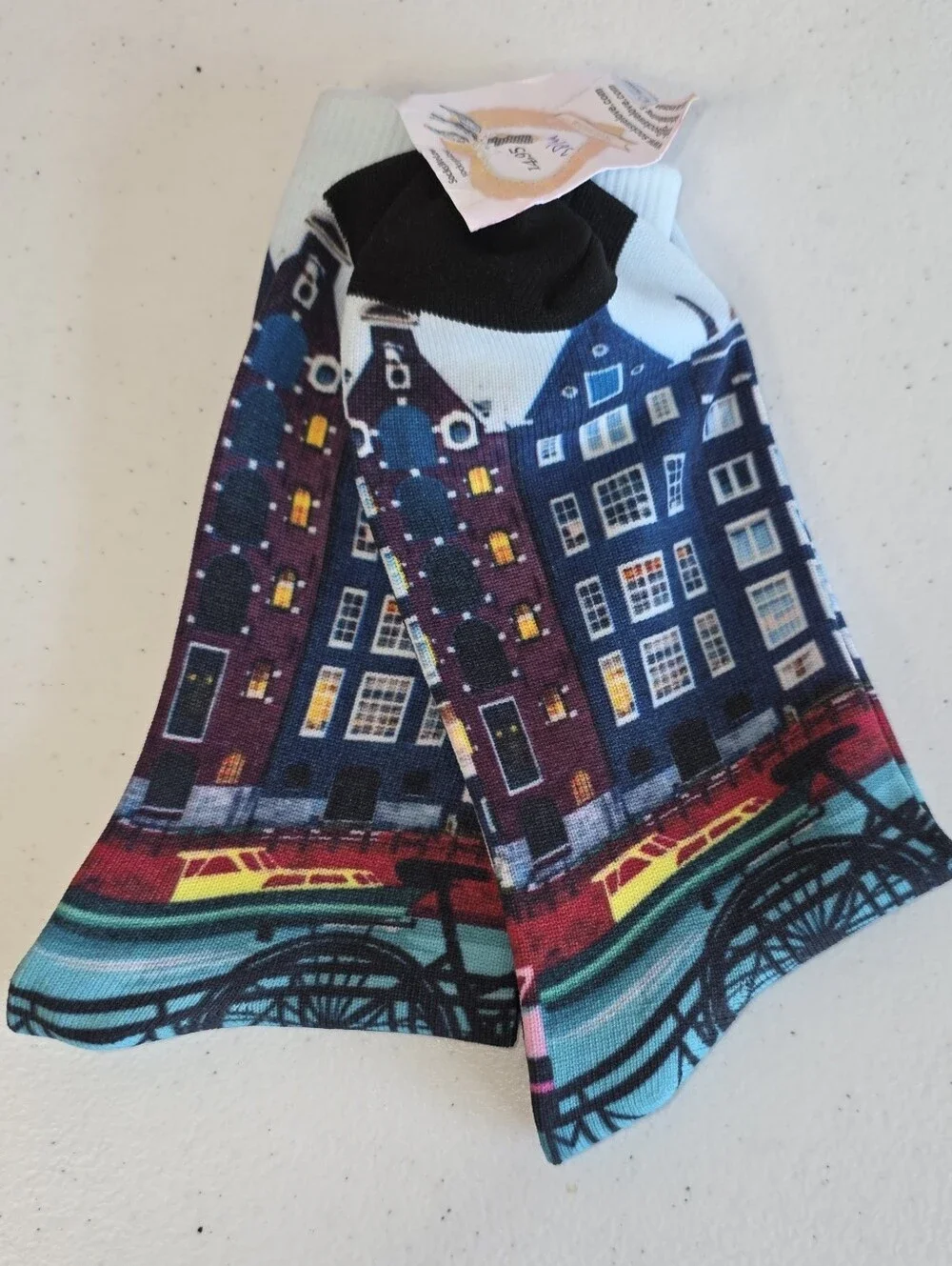 BICYCLE RIDING; In Amsterdam Holland Print SocksSocksWeLove Boutique M 38-44